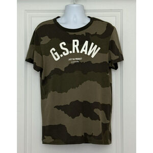 G-STAR RAW Men's Graphic Sz‎ L Crew Neck Short Sleeve Camouflage T-Shirt - EUC